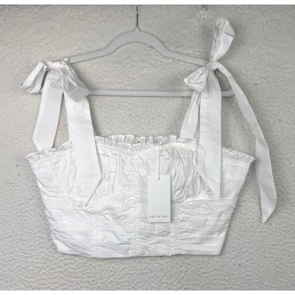 Sofie The Label Tank Top Womens L White Bustier Tie Crop Milkmaid Euro Summer